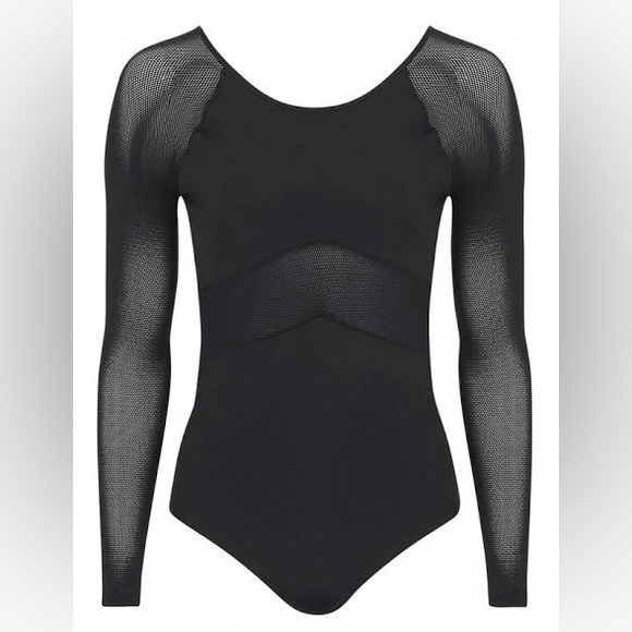 IVY PARK Tops - Ivy Park Women’s Bodysuit Long Sleeve Mesh Stretch Black S Athleisure Streetwear